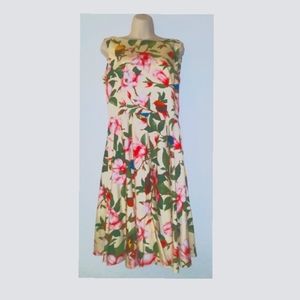 Vintage Floral/Bird Print Dress